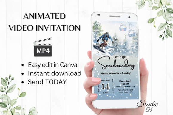 Animated Snowboarding Trip Invitation: A Dynamic Digital Template