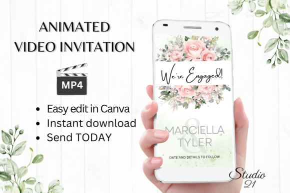Announcing Your Next Chapter: The Pink Engagement Announcement W1276B Template