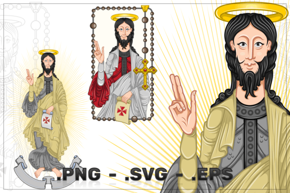Apostle Santiago with RosaryParchment: A Designer's Faithful Companion