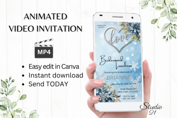 Elegant Winter Bridesmaid Luncheon Invitations: A Digital Template Guide