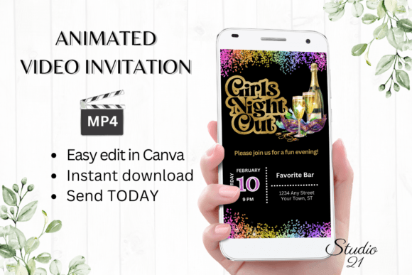 Girl's Night Out Mardi Gras Invitation: A Vibrant Digital Template