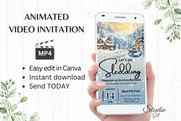 Let's Go Sledding Invitation: A Digital Template for Winter Fun