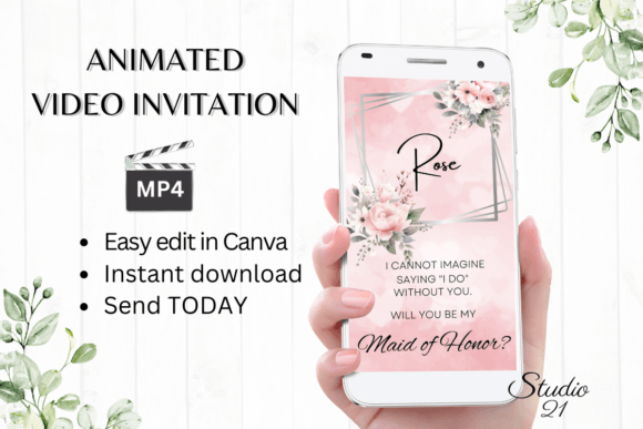 Pink Rose Maid of Honor Proposal W3273MH: A Modern Calligraphy Typeface