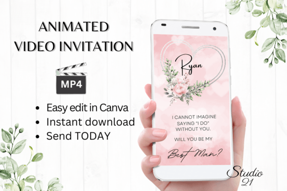 Pink Roses Best Man Proposal W3279BM: A Stylish Digital Invitation