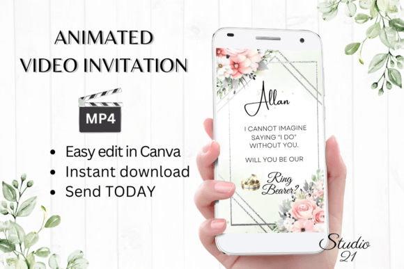 Pink Roses Ring Bearer Proposal W3274RB: A Digital Invitation Guide