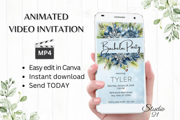 Winter Bachelor Party Invite W5256: A Digital Template for Effortless Celebration