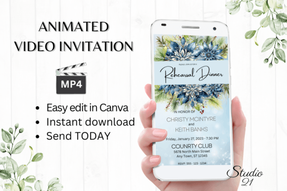 Winter Rehearsal Dinner Invite W7256: A Modern Serif for Festive Elegance